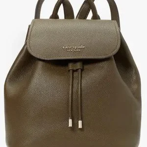 Kate Spade olive green New York sinch pebbled leather backpack Sinch Medium Backpack | Kate Spade New York | Kate Spade Outlet main image 2